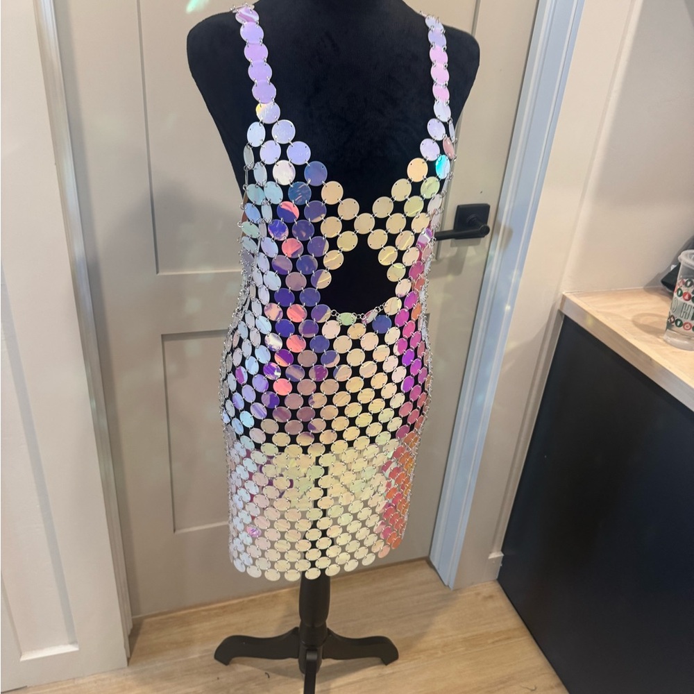 Fashion Nova Multicolor Sequin Backless Dress